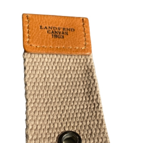 LANDS END 100% Cow Leather Canvas Cotton Adjustable Belt Size Medium - Picture 6 of 8